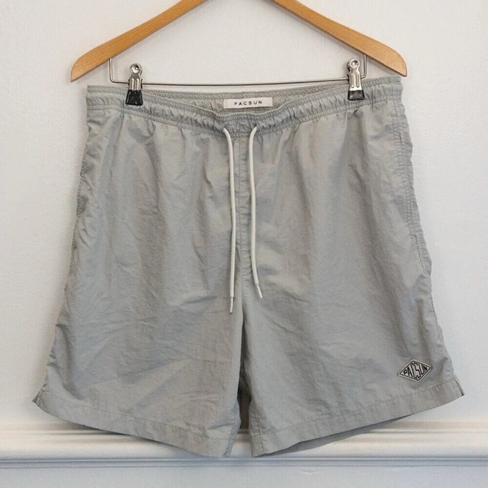 Mens Pacsun Size Large Light Gray Quick Dry Swim Shorts Beach Classic Breathable